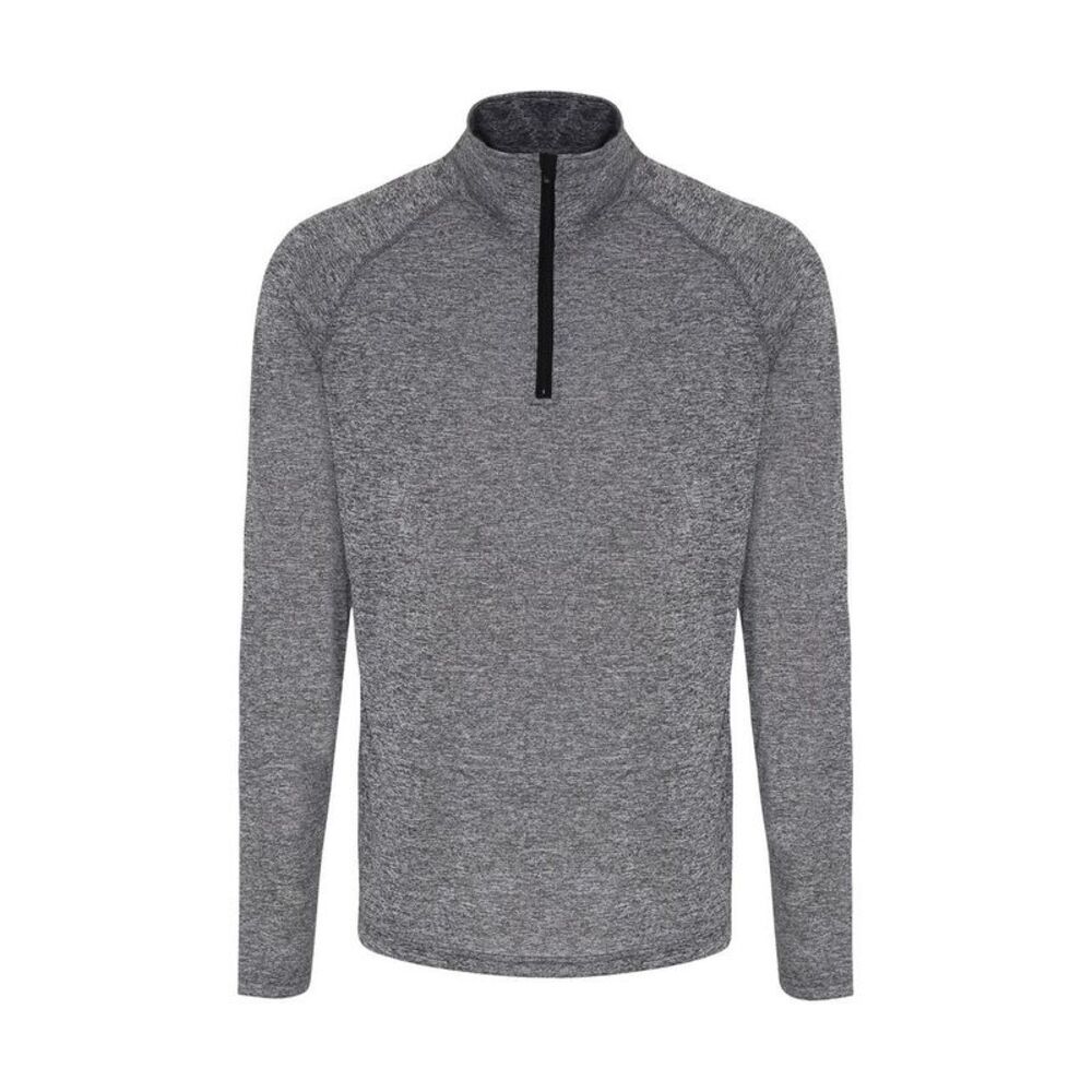TriDri Mens Long Sleeve Performance Quarter Zip Top / Black Melange/Black